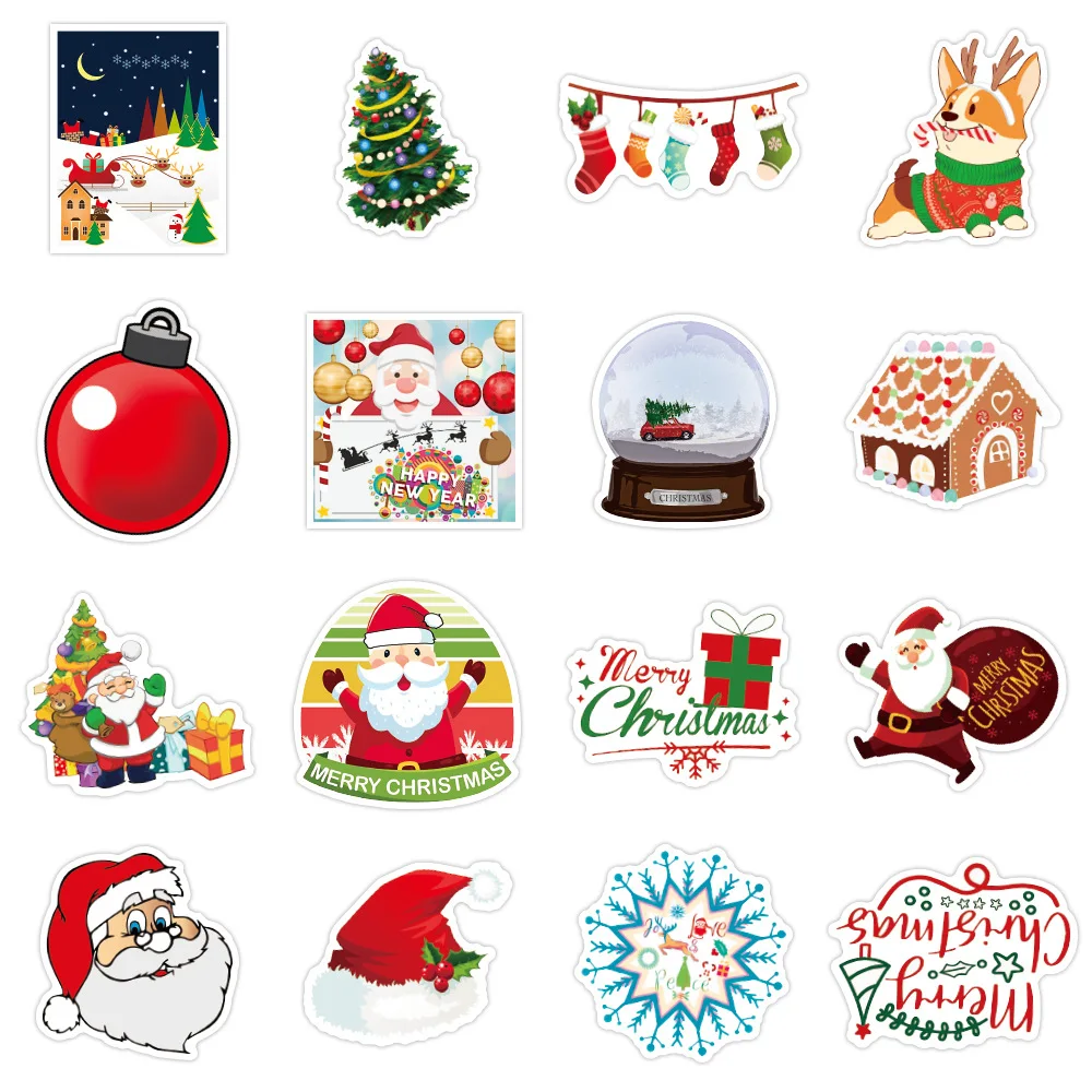 

100pcs Christmas Sticker Merry Santa Claus Stickers For Car suitcase Scrapbook Diary Album Decoration Stationery Decal sticker