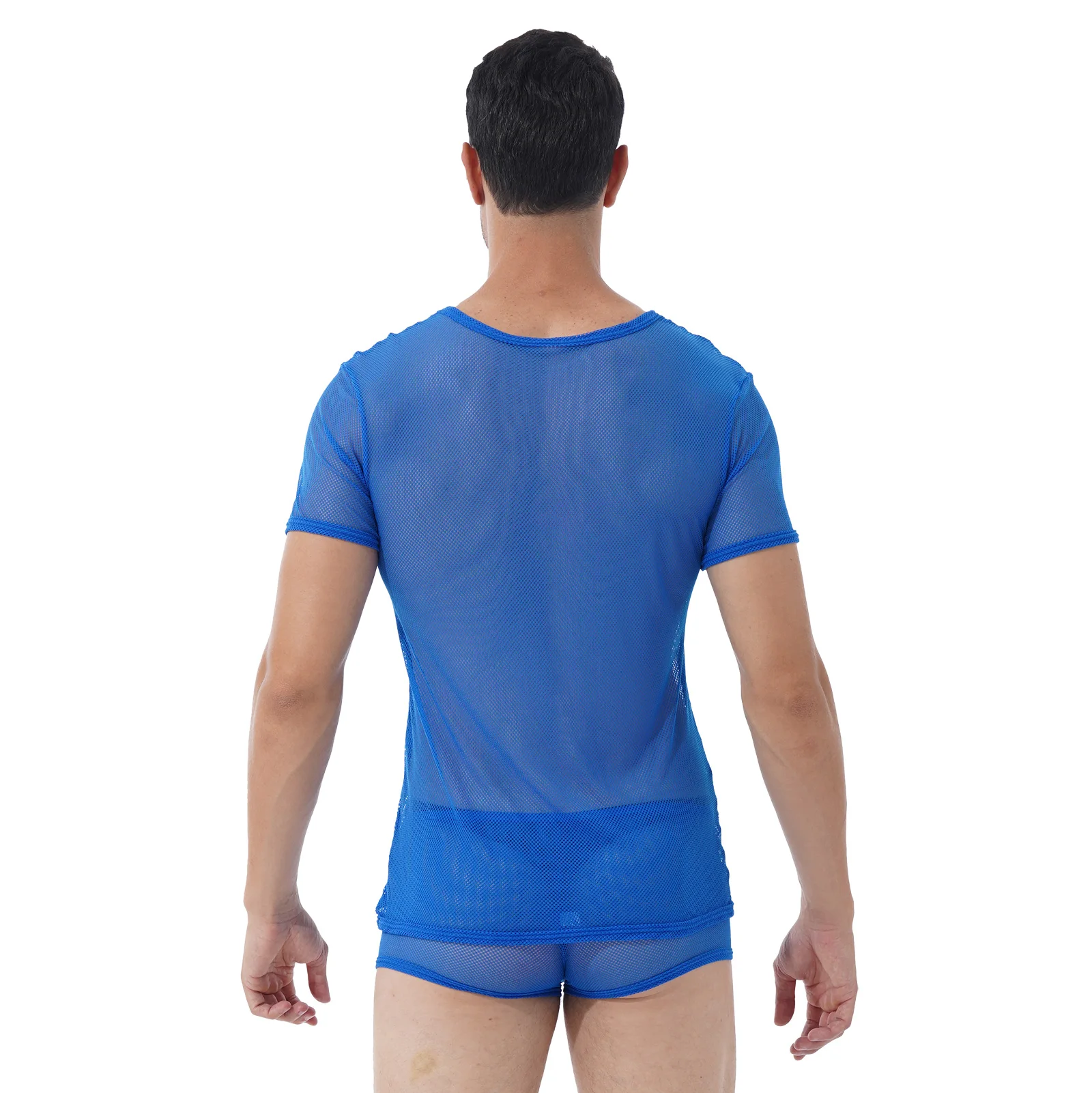 Сетчатые пижамные комплекты Мужская одежда для сна летний комплект из двух