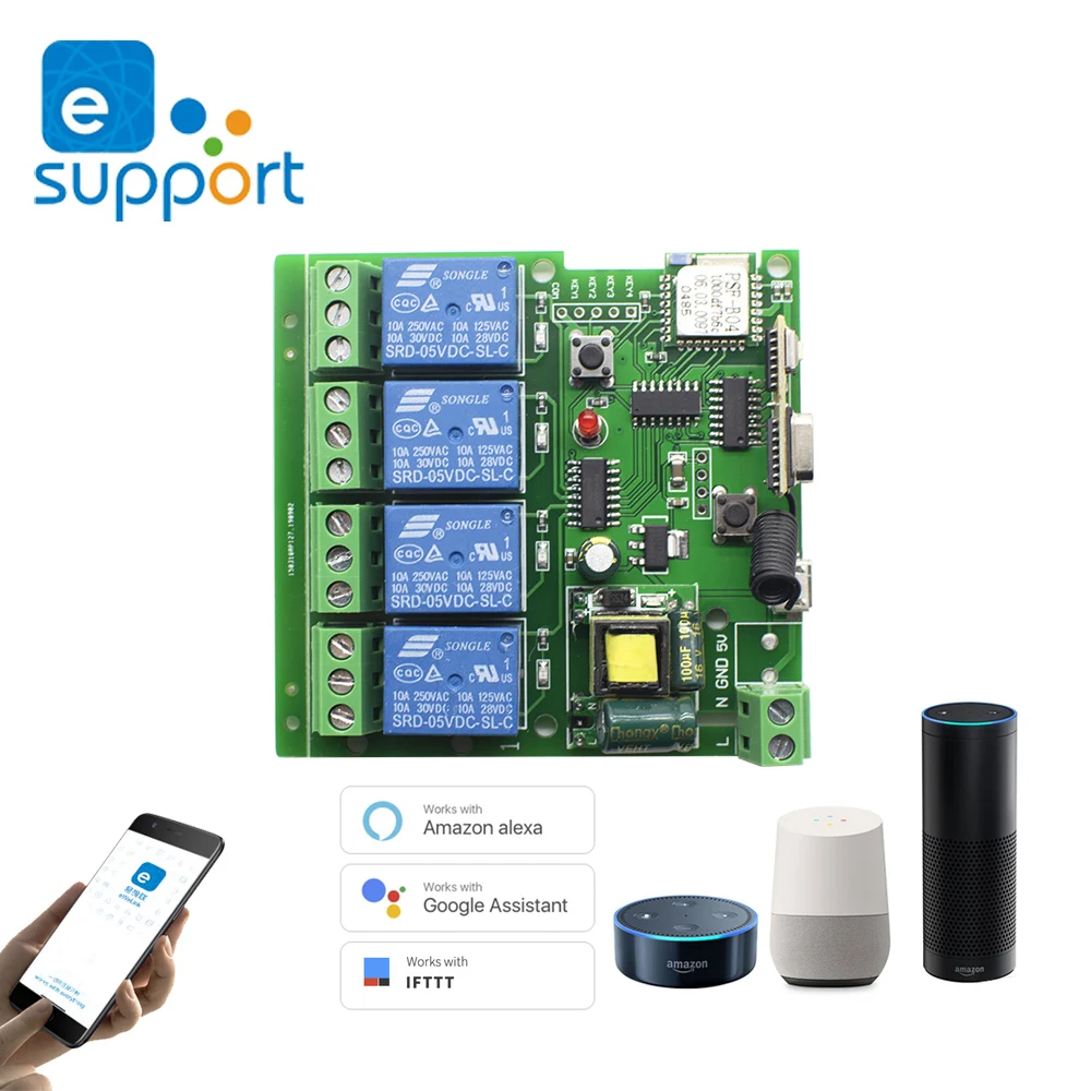 

DC 7V-32V AC 220V 4 Wifi реле канала модуль Беспроводной дистанционного Управление переключатель пробежку с встроенной функцией спуска затвора с пом...