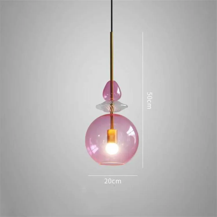 Factory Good Sale Indoor Unique Pendant Lamp Modern Handmade Pink Clear Glass Shape Lighting Fixture For Cafe Club Scandinavian | Освещение
