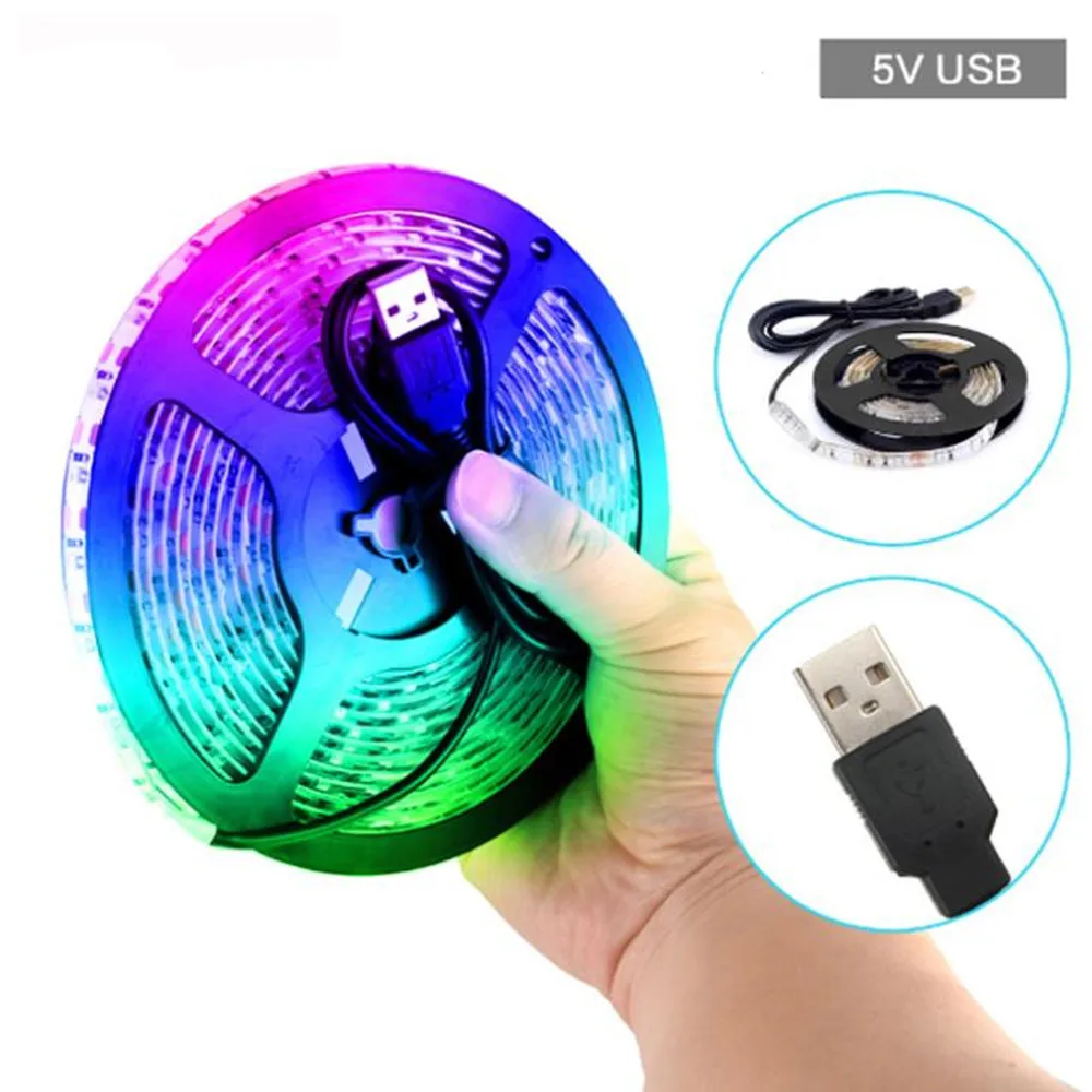 5M USB RGB светильник Светодиодные ленты лампы 5050SMD DC5V Водонепроницаемый Красочные