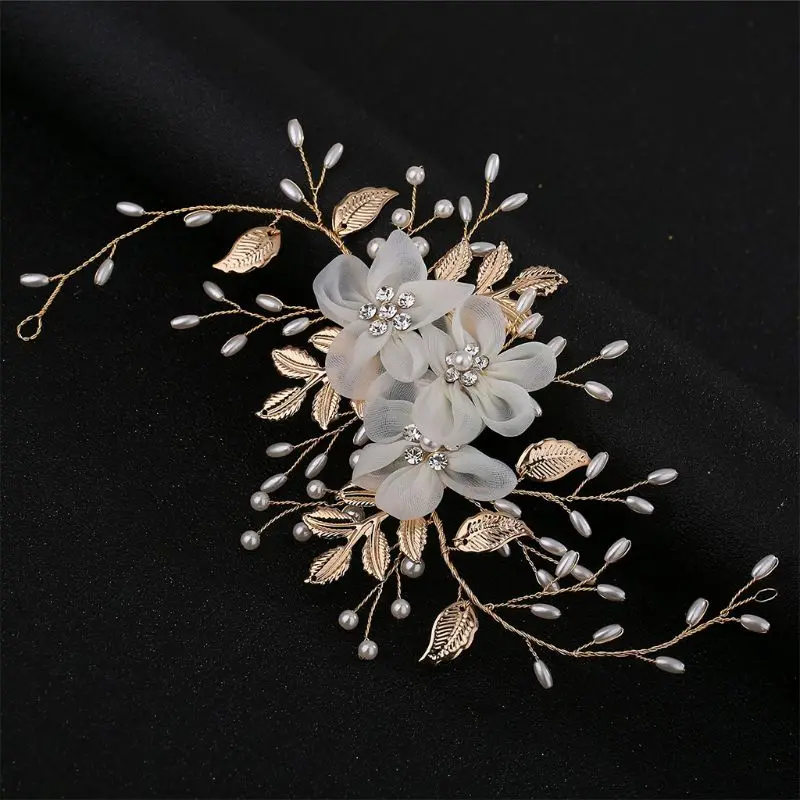 

Bridal Headdress Wedding Head Hoop Women Artificial Pearl Rhinestone Headband