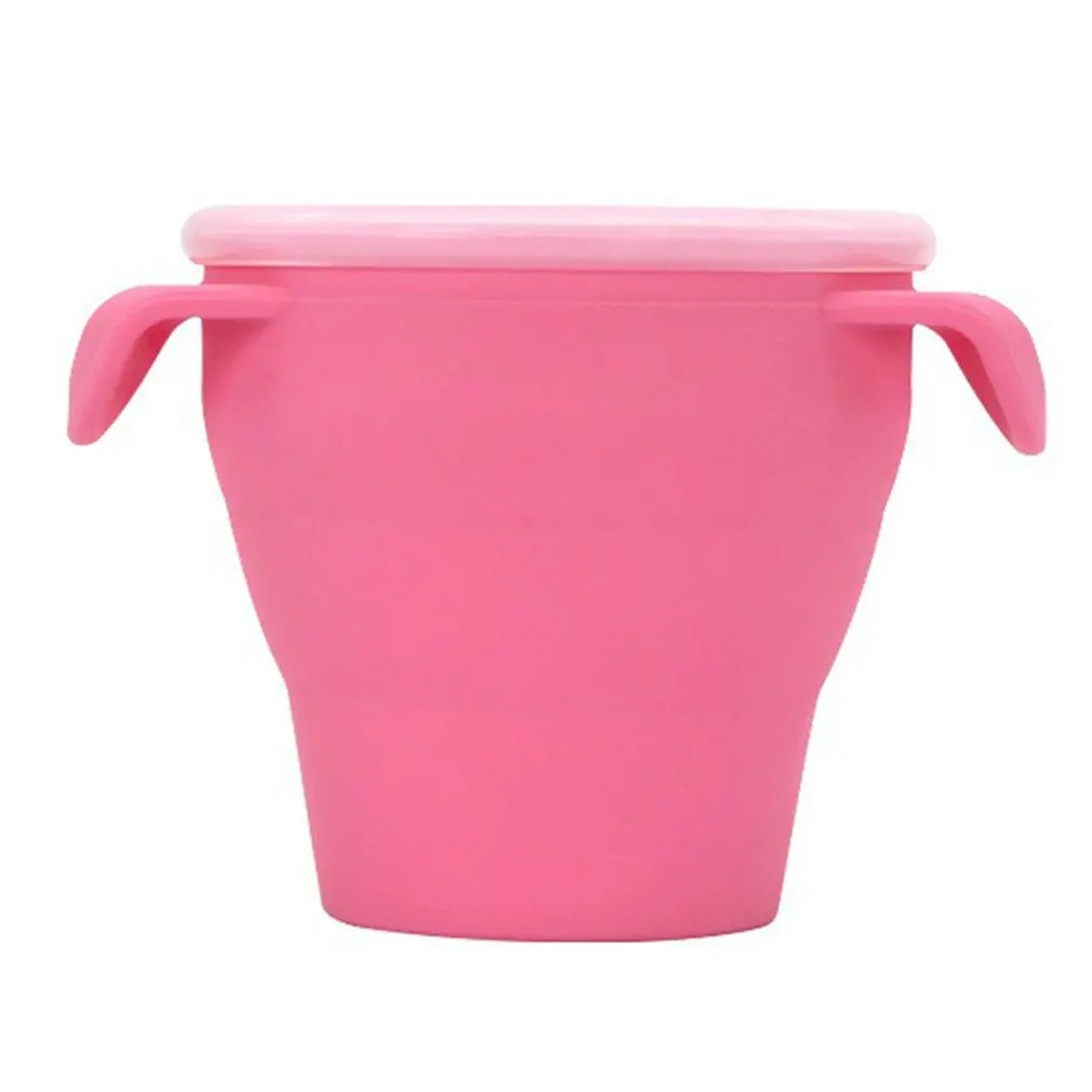 

BPA Free Kids Silicone Food Storage Box Solid Color Baby Snack Cup Portable Children Snacks Container With Lid