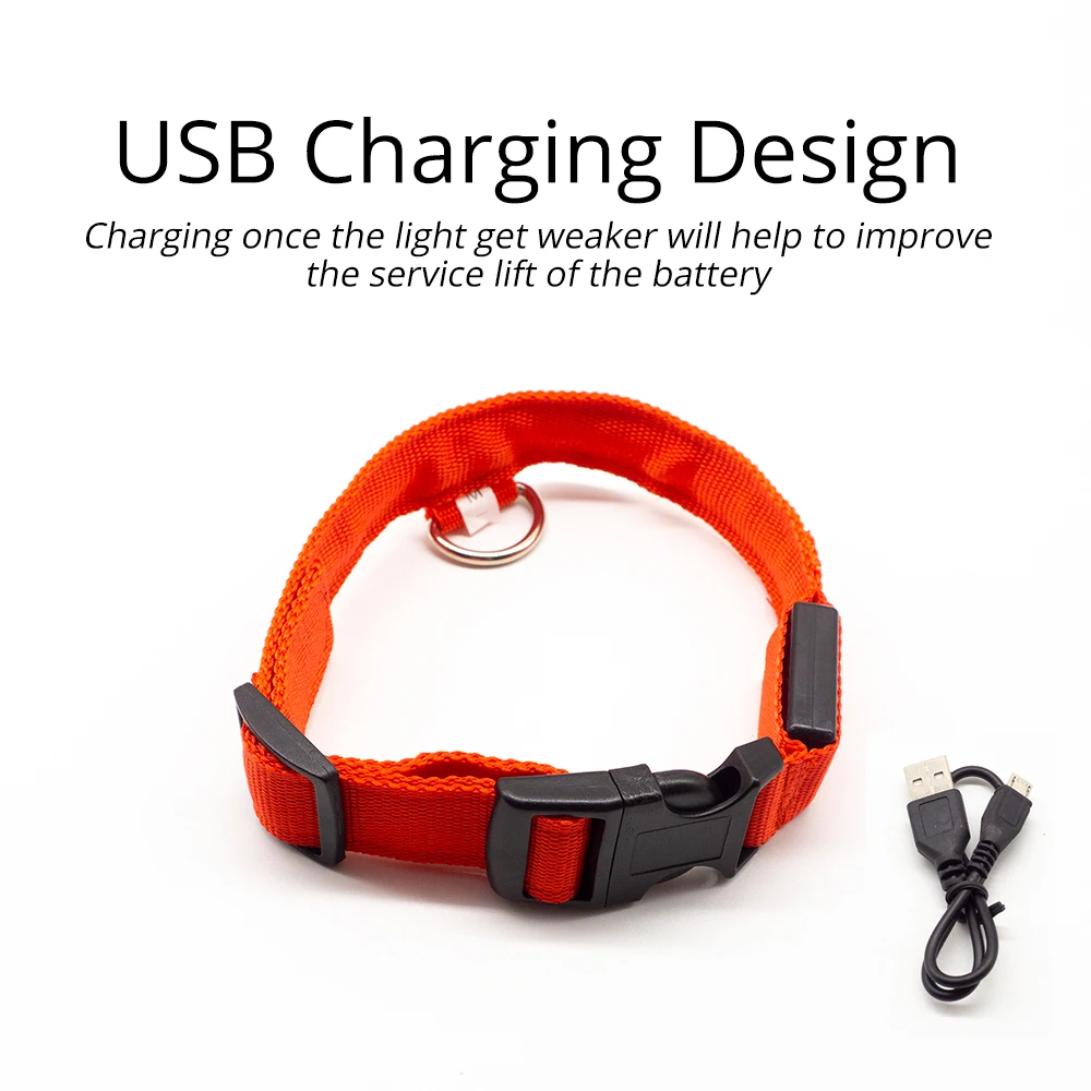 Светодиодный ошейник для собак USB зарядка избежания потери автомобильной аварии