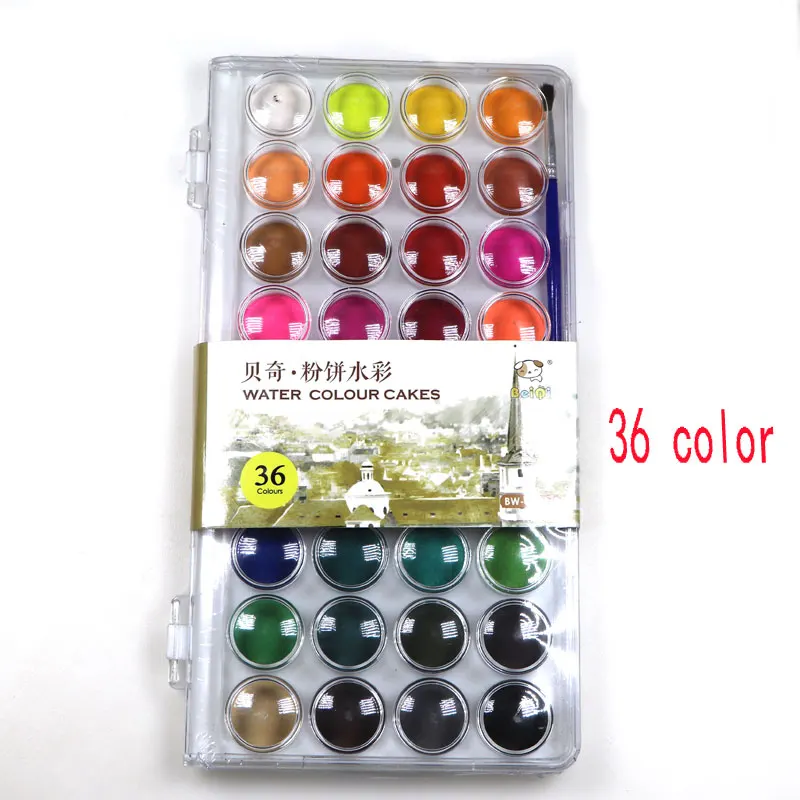 36colors 12/16/18/28/36 color solid gouache watercolor powder paint set with water brush pen portable watercolor paint drawing - Цвет: 36colors