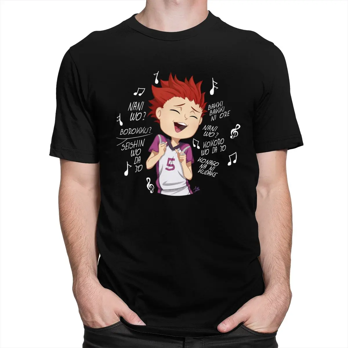 Забавная футболка Haikyuu Satori Tendou Мужская хлопковая с рисунком в стиле аниме для