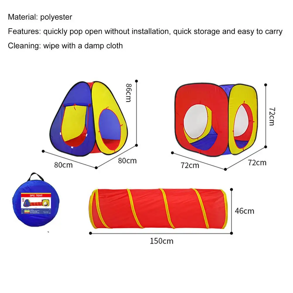 

Children's Play Tent Toy With Ball Hole Crawling Tunnel Castle Tent Foldable Toddler Play House Indoor And Outdoor Games