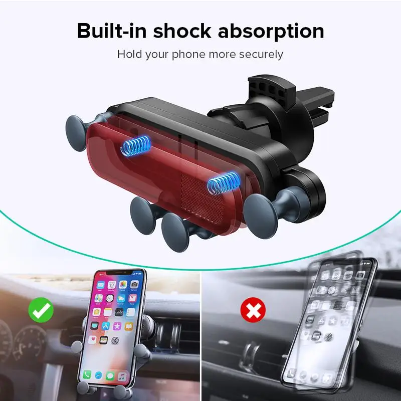 

4 Colors Gravity Car Holder For 4.7-6.5 inch Phone in Car Air Vent Mount w/Clip No Magnetic Mobile Phone Holder For iPhone 12 11