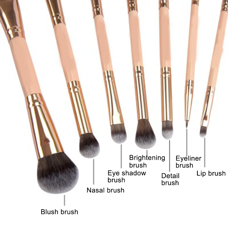 7 шт. новинка 2019 двухсторонняя кисть для теней век с нейлоновой щетиной мягкие