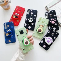 Cute Cartoon Phone Holder Case For Huawei Prime 2018 2019 Mate Pro Smart Plus Anime Silicone Stand Cover