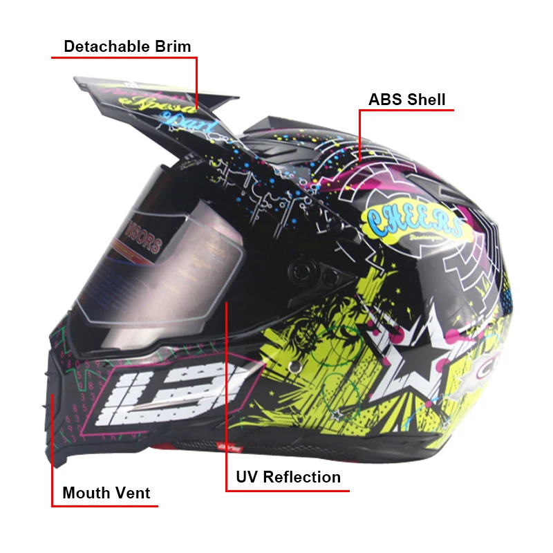 Универсальный мотоциклетный шлем на все лицо для взрослых байкеров круизеров