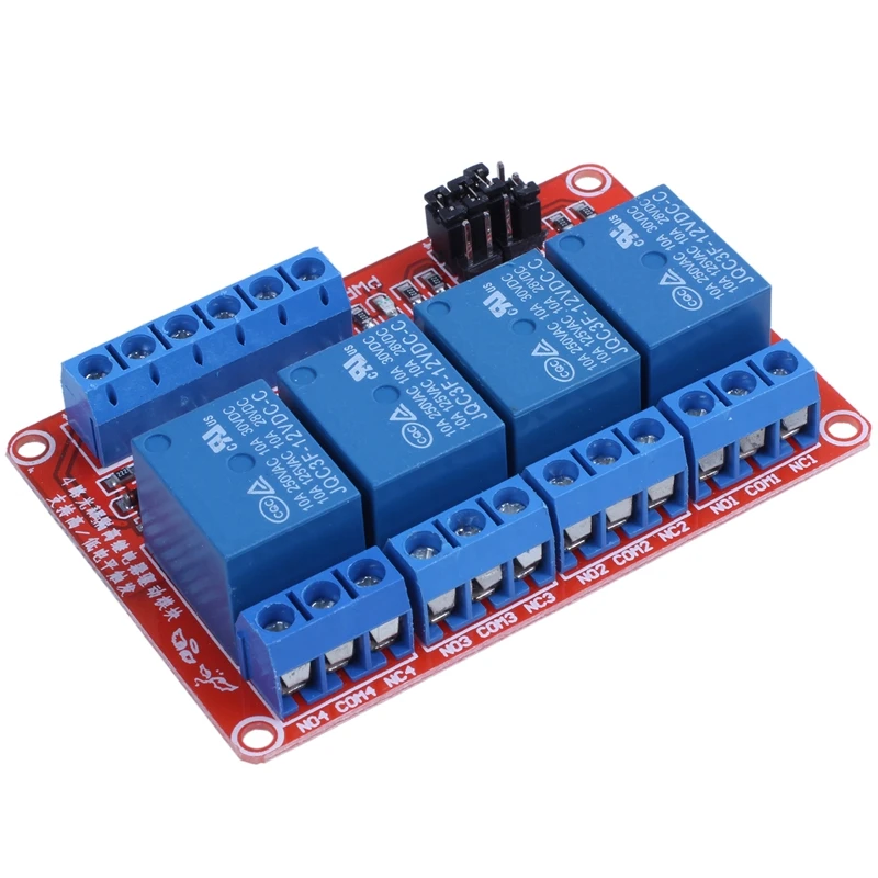 DC 12V 4-CH High Low Level Trigger Optocoupler Armored Relay Module 73 x 50 18 mm / 2.8 inchx 2inch 0.71 inch Red | Обустройство дома