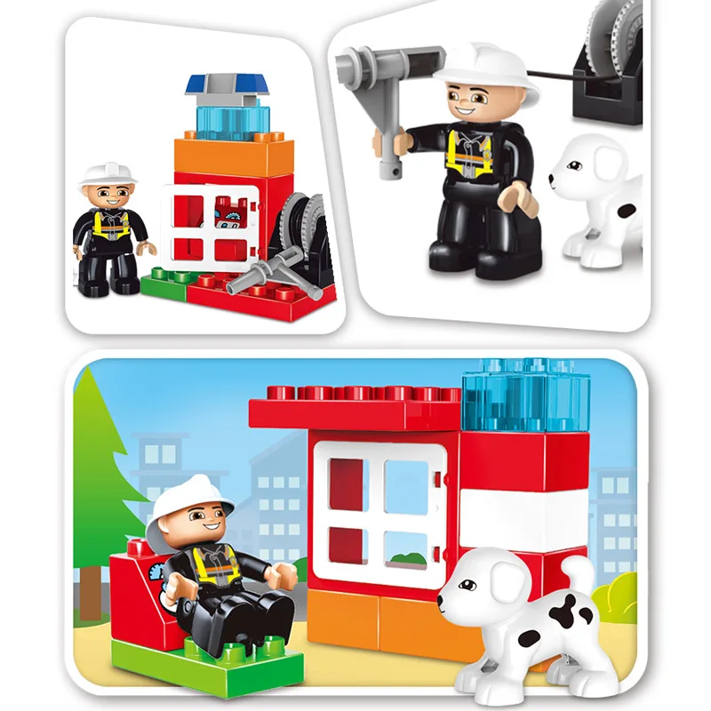 19 шт. большой Размеры строительные блоки город Пожарный катер большие Детские
