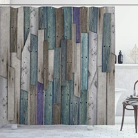 rustic shower curtains blue grey wood planks barn door nails country life theme fabric bathroom decor set with hooks pale teal