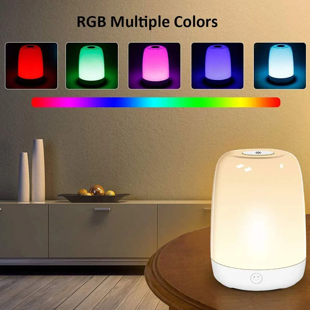 

USB LED Night Light Portable Touch Control Bedside Table Lamp Chargeable Smart Color Changing Dimmable Table Lamp For Bedroom