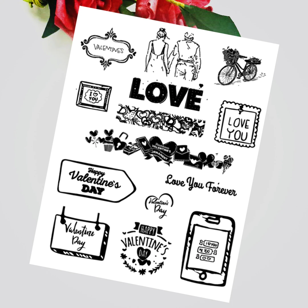 14x18CM Happy Valentine's Day Transparent Seal Clear Stamps Silicone Roller DIY Scrapbook Album / Card Production | Дом и сад
