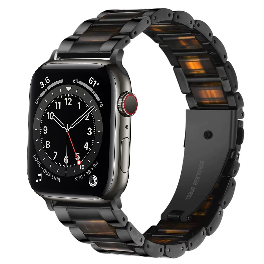

Ремешок из полимера и нержавеющей стали для Apple Watch 6 Se Band 44 мм 40 мм Series 5 4, роскошный браслет для Iwatch Bands 3 42 мм 38 мм