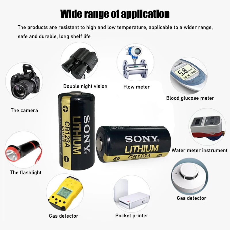 

20pcs/lot Sony CR123A CR123 CR 123 123A 16340 1400mAh 3V Lithium Battery disposable lithium battery