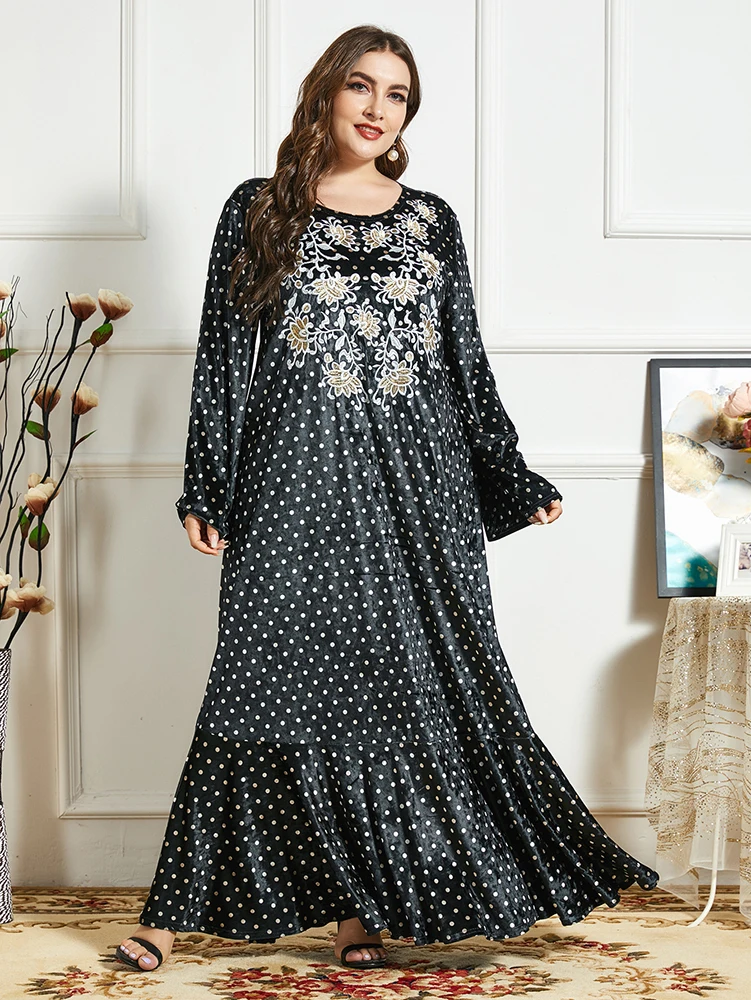 Зимняя бархатная абайя Дубай, женское длинное платье-макси в мусульманском стиле