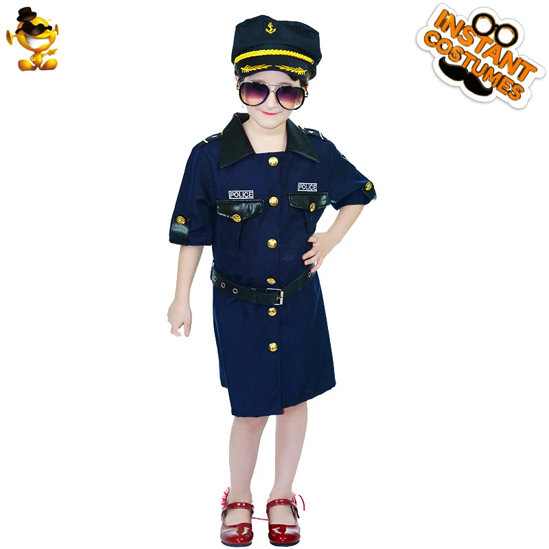 Пурим, косплей маленькой девочки, полицейский офицер, нарядное платье для девочек, милое платье с шляпой, костюм для Хэллоуина, Детская Вече...