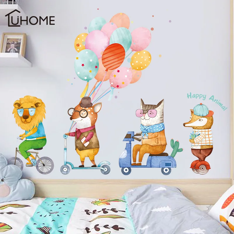 DIY Мультяшные Животные наклейки на стену для детской комнаты мальчика Красочные