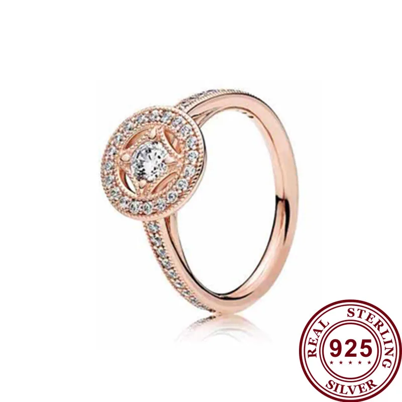

Original 925 кольцо Silver Pan Ring Rose Gold Retro With Crystal Cz Pan Ring For Women Wedding Party Gift Fashion Jewelry