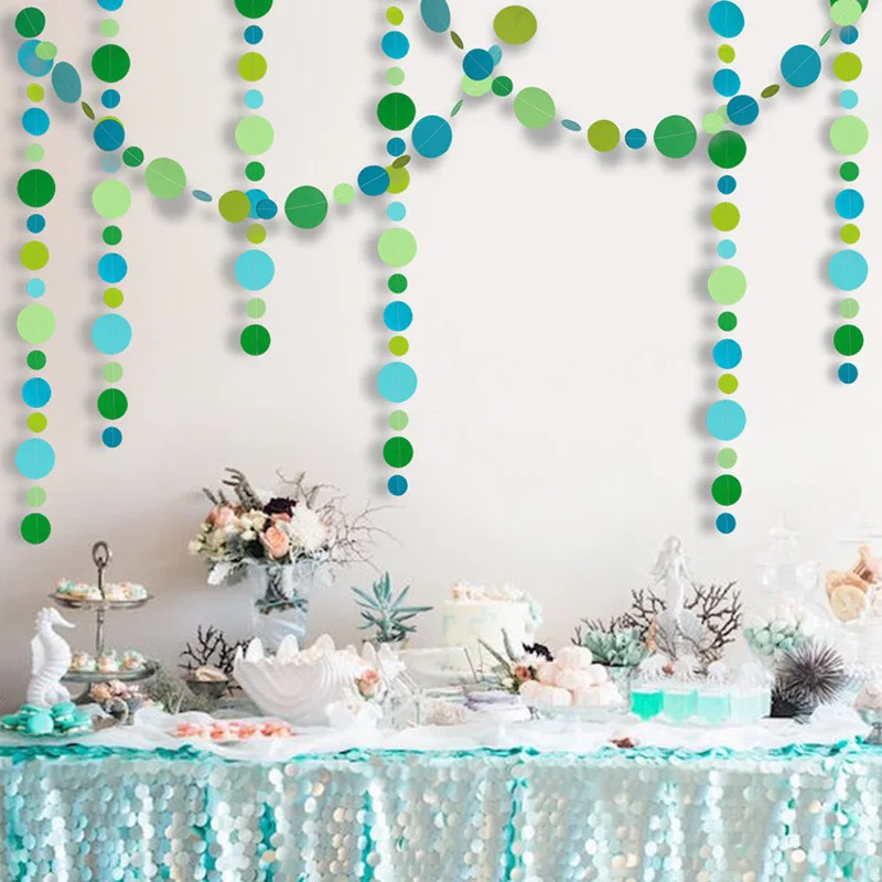 4 м круглый синий зеленый Бумажная гирлянда растительная струна настенный