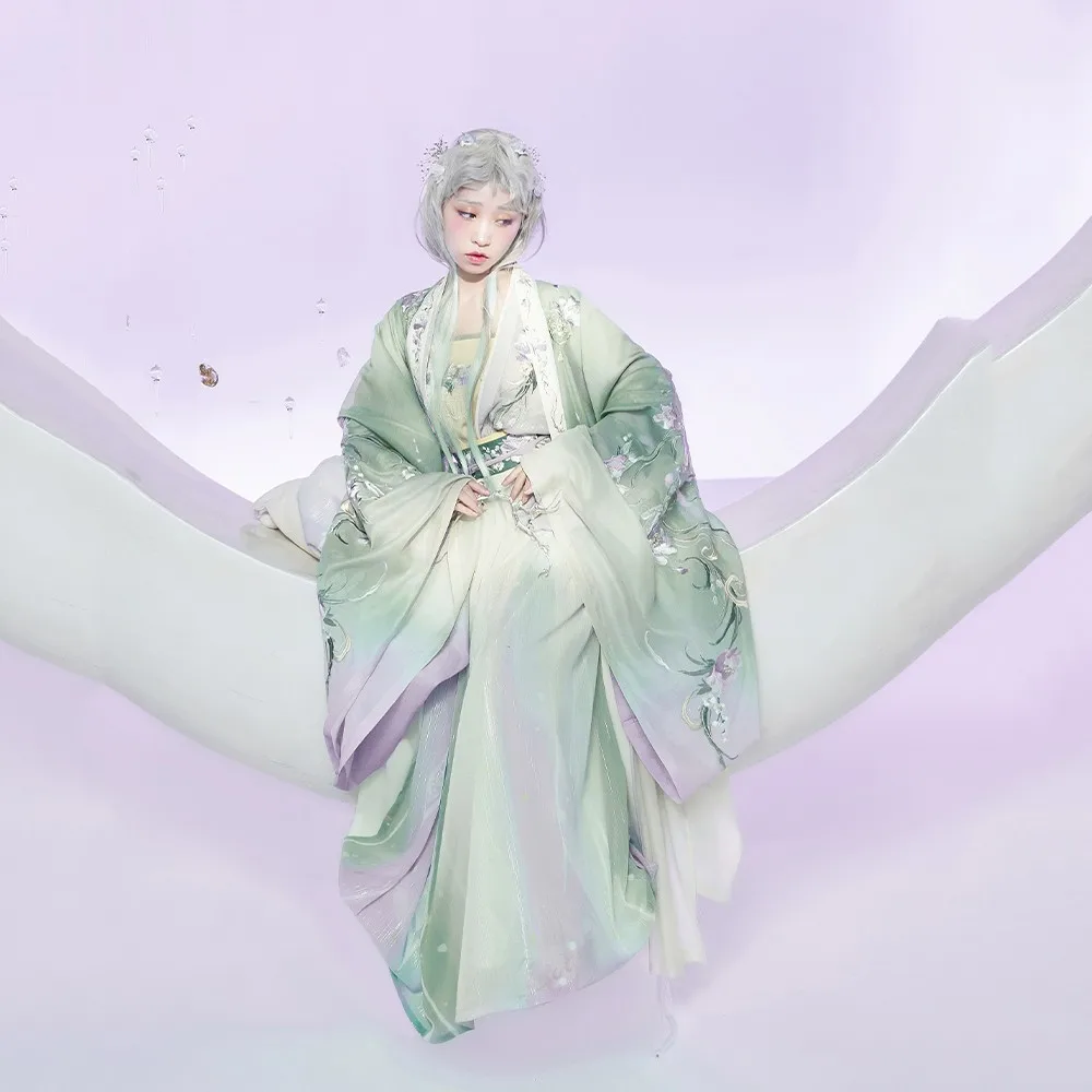 

Exquisite High Quality Women Hanfu Traditional Chinese Elegant Fairy Embroidery Stage Folk Dance Dress Retro Tang Dynasty Costum