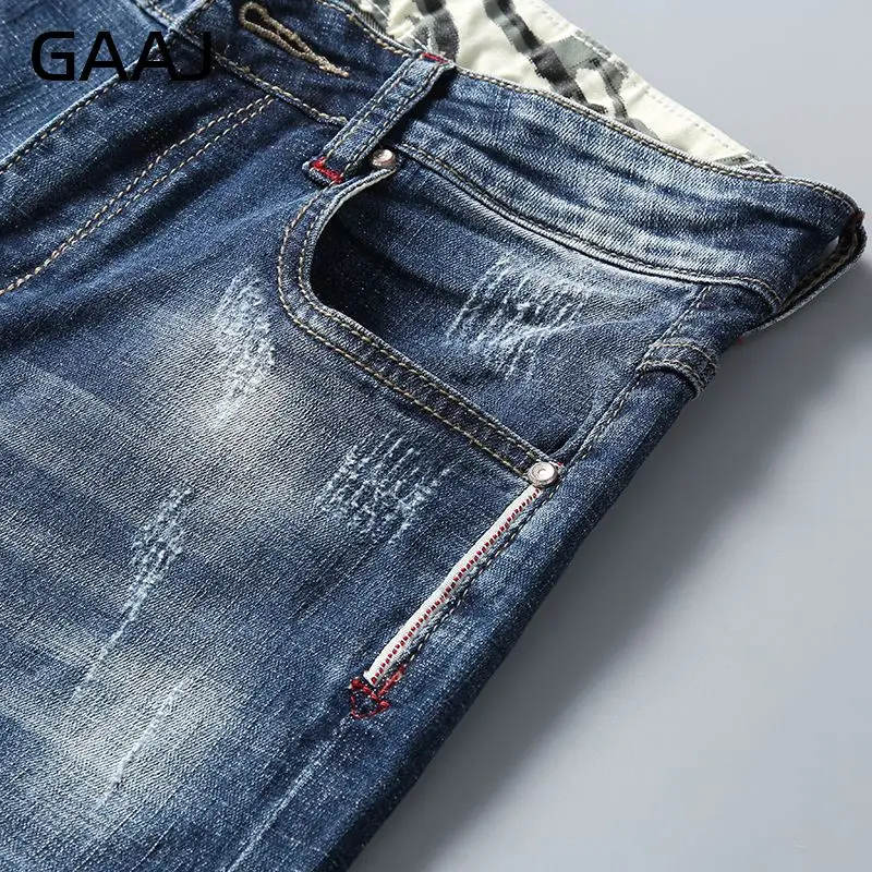 Джинсовые шорты GAAJ мужские рваные хлопковые Капри байкерские потертые брюки из