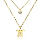 Ожерелье LUXUKISSKIDS с двойной цепочкой, ожерелье с подвеской в виде морских черепах, ожерелье из нержавеющей стали, ожерелье для женщин и мужчин