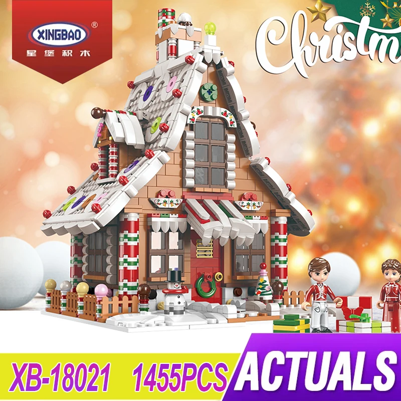 

Новый конструктор XingBao 18021, модель имбирного домика, 1455 деталей, развивающие игрушки-головоломки, рождественские подарки