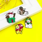 Мультяшные модные Рождественские Броши, милый кот, рождественский подарок, ювелирные изделия, рождественская елка, Санта-Клаус, олень, лацкан, значок