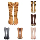 Спортивные носки унисекс, модные забавные леопардовые длинные носки с 3D принтом животных, для улицы, бега, езды на велосипеде, мягкие высокие женские носки