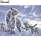 Полностью квадратная круглая Алмазная картина с белым тигром, семейная Алмазная вышивка с животными, продажа 5d diy Алмазная мозаика для домашнего ремесла