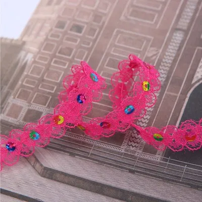 1M Lace Embroidery Fabric Organza 1.5CM Sequin Ribbon Sewing Accessories Trim Guipure Multicolor Sequins | Дом и сад