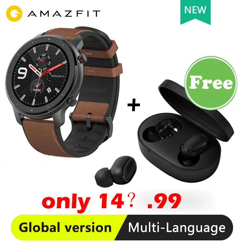 Глобальная версия Amazfit GTR 47 мм Huami Смарт-часы 5ATM водонепроницаемые 24 дня батарея gps управление музыкой Поддержка Android IOS