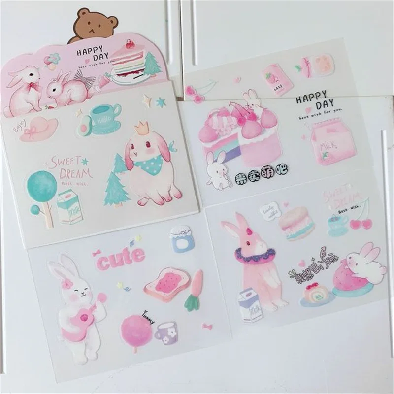 

4Page Korean Cartoon Pack Hand Account Creative DIY Decoration College Style Cute Stationery Small Fresh Personalized Sticker