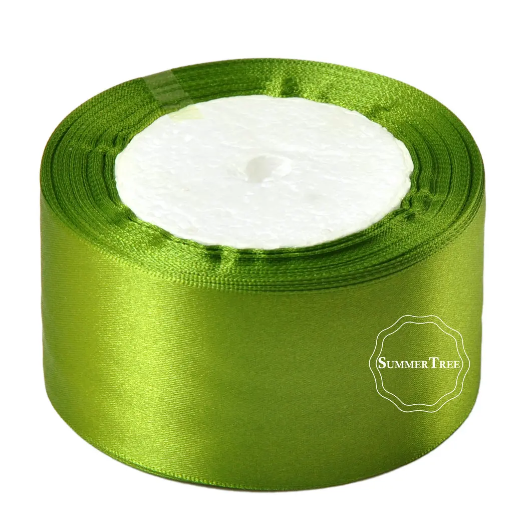 Olive green 25 ярдов атласная лента 6 мм 10 мм 15 мм 25 мм 38 мм 50 мм Свадебная вечеринка ручной работы DIY подарок ремесла украшения на день рождения упаковка - Цвет: Olive green