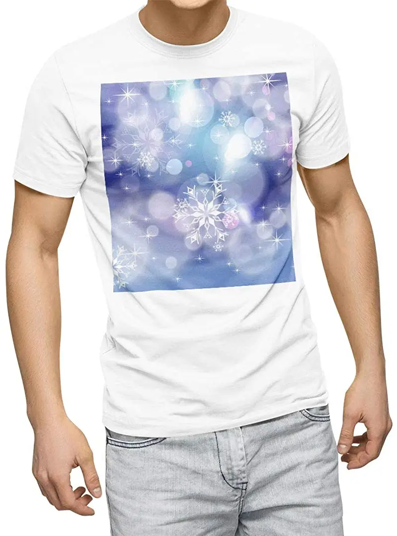 

Graphic T-Shirt for Men 2XL Size White Crew Neck Printed Cotton T Shirts Snow Winter