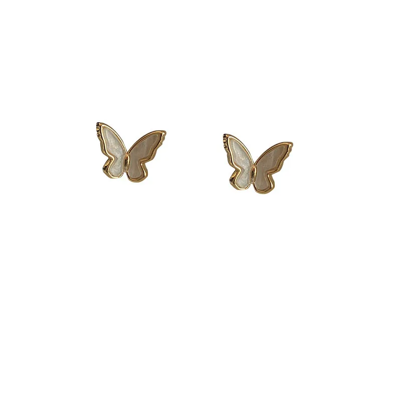 

Small Enamel Oil White Butterfly Earrings for Women 's Charm Piercing Ear Stud Ear Rings Vintage Jewelry for Girl Cute Earings