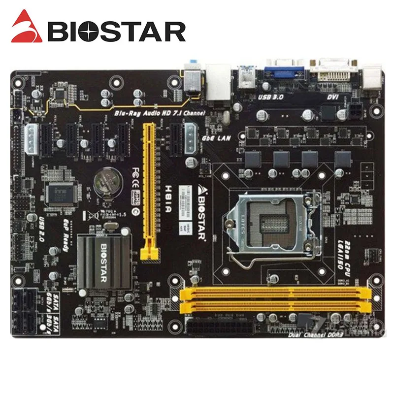 Материнская плата BIOSTAR H81 б/у материнская для майнинга 1150 системная DDR3 16 ГБ |