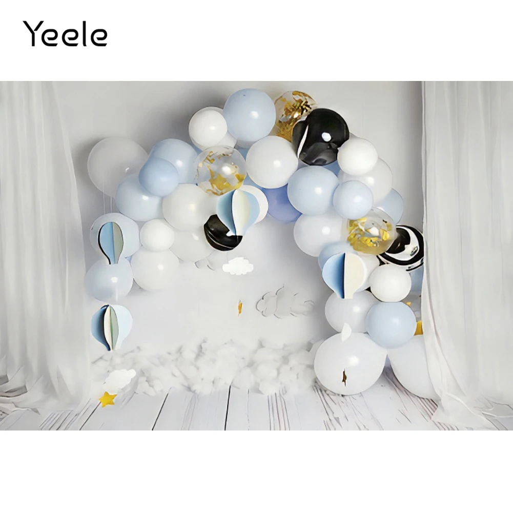 

Реквизит для фотосъемки на день рождения Yeele, белый занавес, воздушный шар, интерьер, фон для детской фотосъемки, постер для душа, баннер для ...