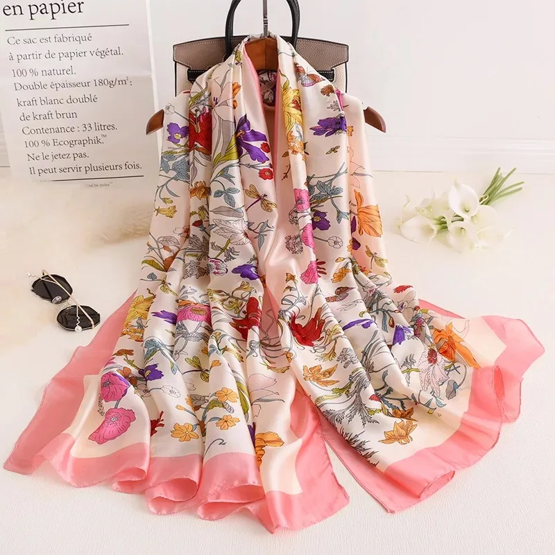 

Luxury Brand Spring New Products Fashion Printed Scarf Fabrics Silk Scarves Women Versatile Kerchief Headscarf winter shawls