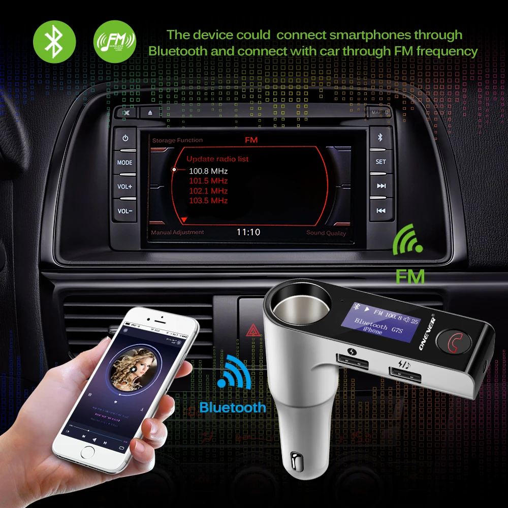 Автомобильный Bluetooth-комплект G7S музыкальный плеер FM-передатчик модулятор с двумя