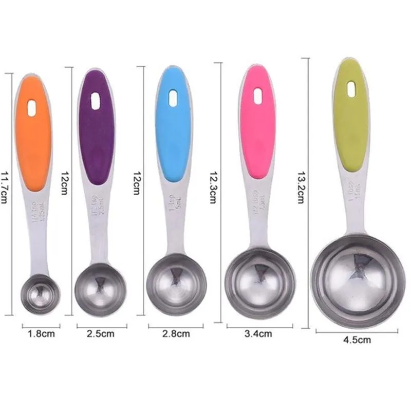 

5 Pcs/set Kitchen Tools Multi Purpose Measuring Spoons Coffee Scoop Gadget Sugar Cooking Kitchen Baking Teaspoon Set H7O3
