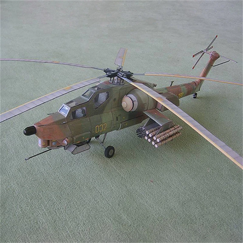 

1: 33 Scale Soviet Mi-28 Armed Helicopter DIY Handcraft Paper Model KIT Handmade Toy Puzzles Gift Movie Props