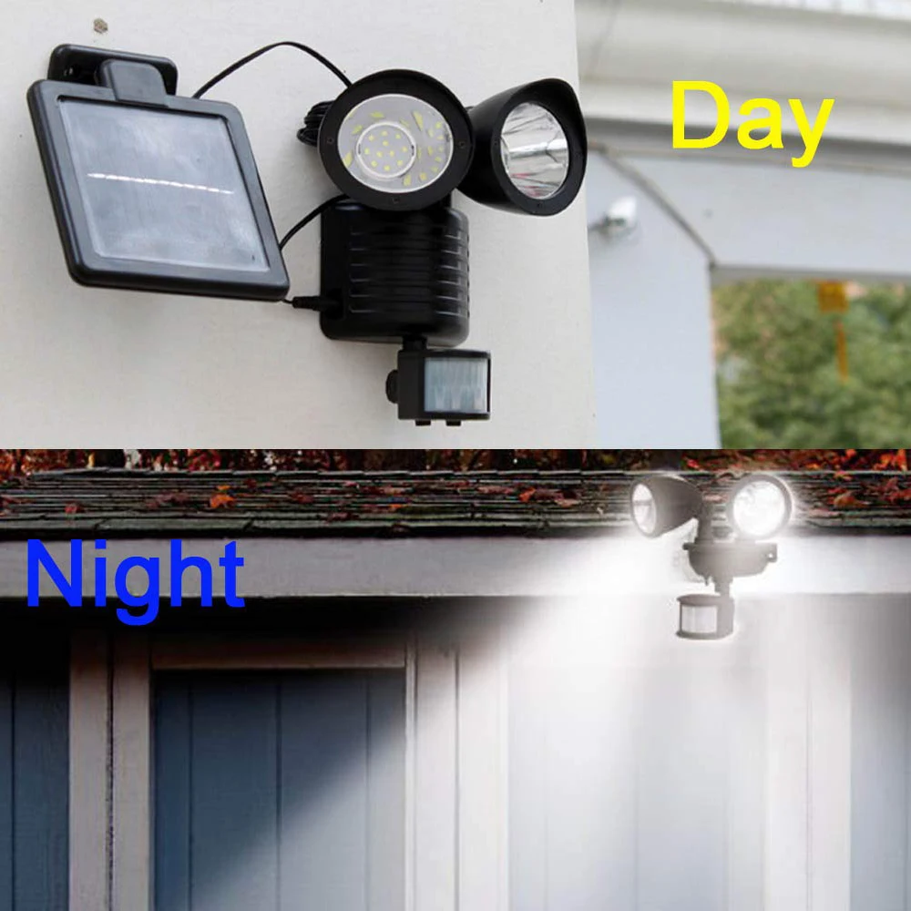 22 светодиодный двойной детектор движения сенсор Солнечный свет уличное охранное