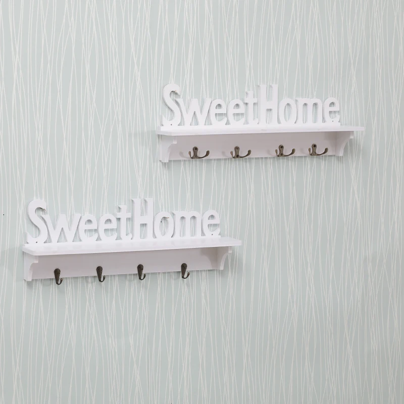 1 шт. милые домашние слова 4 крючка полки для ключей полка хранения подвесные