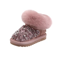 2021 fashion winter children snow boots rhinestone warm plush zip ankle princess little girls boots new toddler baby shoes
