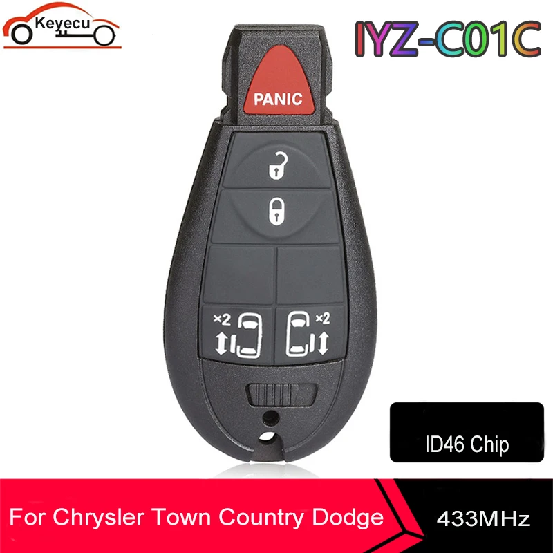 

KEYECU M3N5WY783X IYZ-C01C 4 + 1 5 кнопочный брелок 433 МГц для Chrysler Town & Country, для автомобильного ключа дистанционного управления Dodge Smart